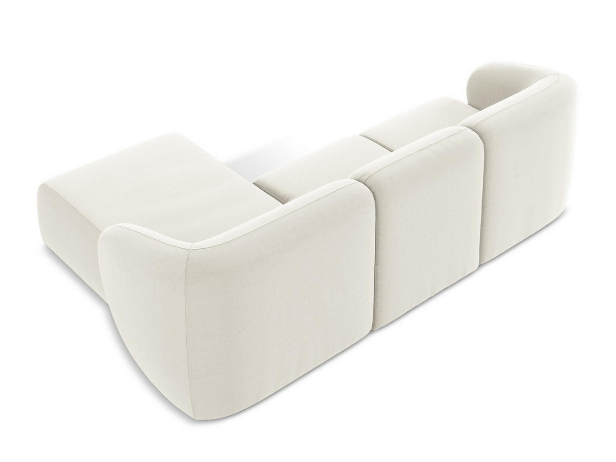ECKSOFA Rechts Samt Stoff Beige - Creme/Schwarz, Holzwerkstoff/Kunststoff (248/166cm) - Makamii