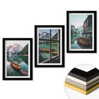 WANDBILDER 3er-Set - 20x30 cm Schwarzer Rahmen - Bootshaus am Bergsee - Schwarz, Kunststoff (20/30cm) - ArtPrintCave