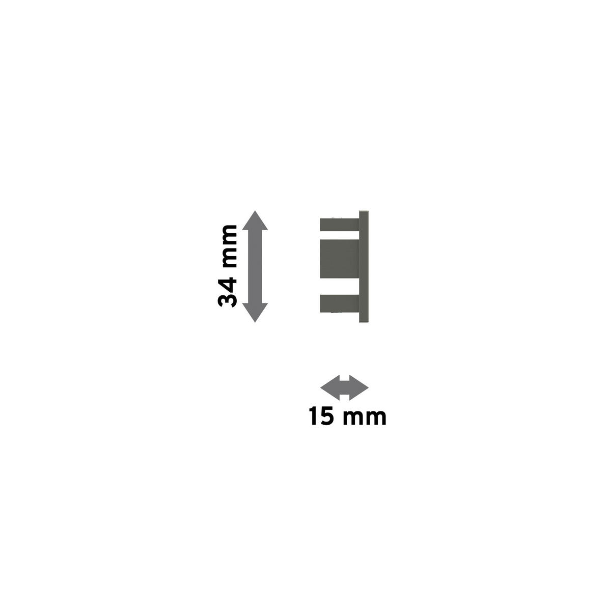 ENDSTÜCKE FÜR GARDINENSTANGEN 14x35 mm, Paxo Edelstahl-Optik, Packung 2 Stück - Edelstahlfarben, Metall (1.5/3.4/3.4cm) - INTERDECO