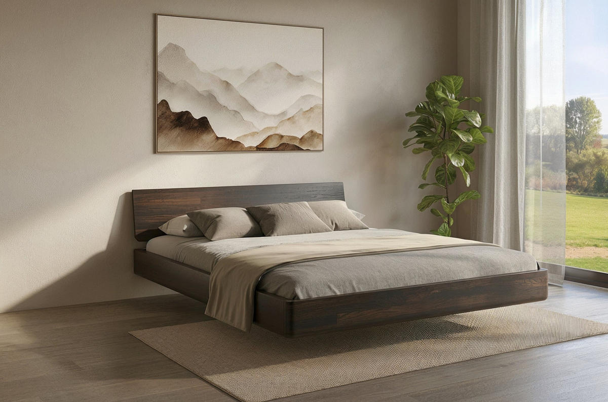 MASSIVHOLZBETT Lena, 160/200, Buche - lackiert, Palisanderfarbe - Wengefarben, Holz/Buchenholz (160/200cm) - Visby