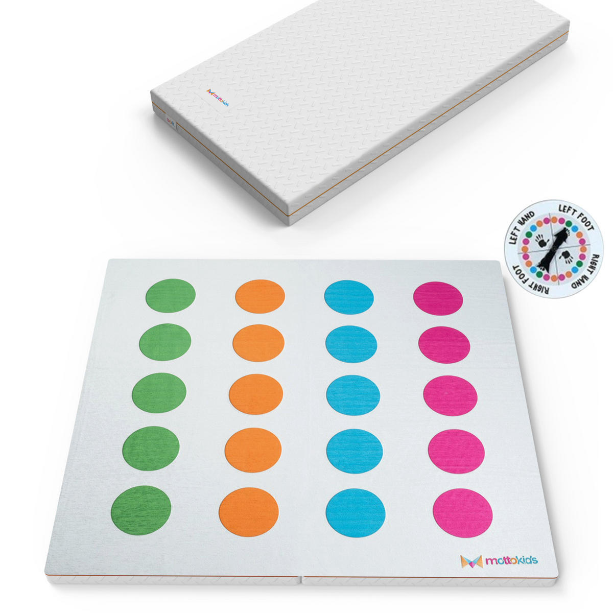 SPIELTEPPICH & Kindermatratze 2in1 Spiel und Schlafmatte Twister - Weiß, Textil (130/140cm) - Gowoll