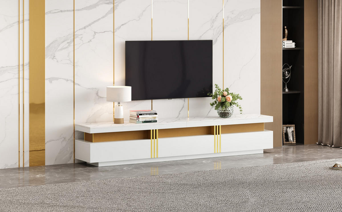 TV-LOWBOARD und Couchtisch-Set in Weiß 200/40/42 cm + 100/50/40 cm - Weiß, Holzwerkstoff (50/100/40cm) - Redom