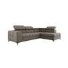 ECKSOFA PABLO VOGUE L‑förmig mit Bett, Bettkasten, verstellbaren Kopfstützen, weichen Metallfüßen, freistehend, RECHTS, 201x270x97 cm, Edelstahl - Edelstahlfarben, Holz/Textil (270/201cm) - DomoHome