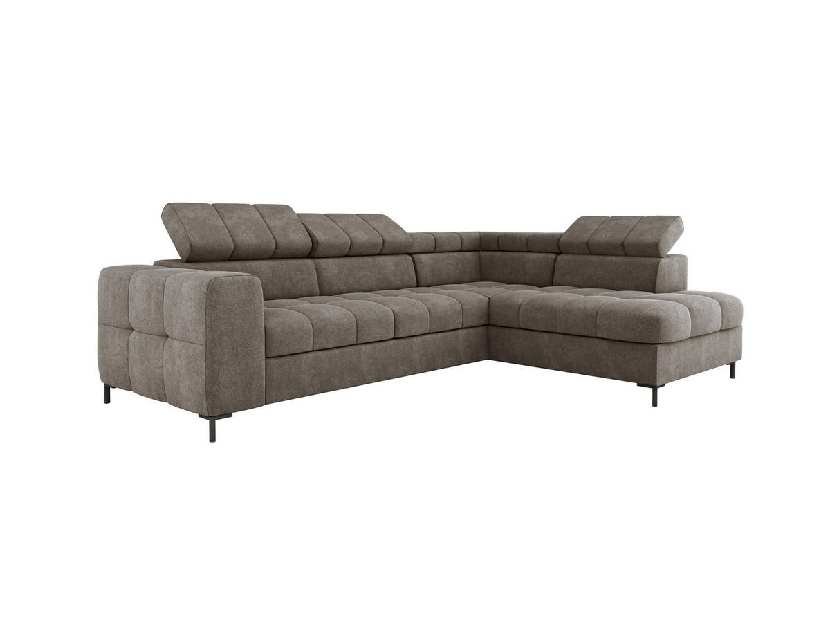 ECKSOFA PABLOS Vogue, L-förmig, Moderne, mit verstellbarem Kopfteil, Schlaf- & Lagermöglichkeiten, freistehend, RECHTS 279x201x97 cm Taupe - Taupe, Holz/Textil (279/201cm) - DomoHome