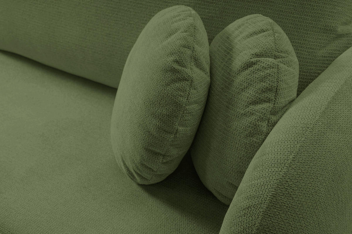 ECKSOFA AMICO L-S Olivgrün Geflochtener Stoff mit Schlaffunktion - Olivgrün, Holz (248/174cm) - MASSENO