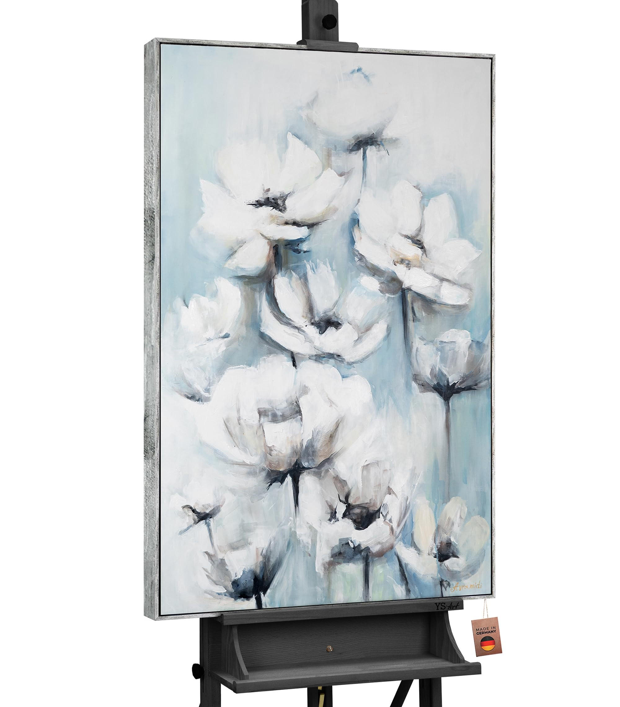 GEMÄLDE Blumige Zärtlichkeit Schattenfugenrahmen Hellgrau 140x100 cm - Hellgrau, Holz (140/100cm) - YS-art gallery
