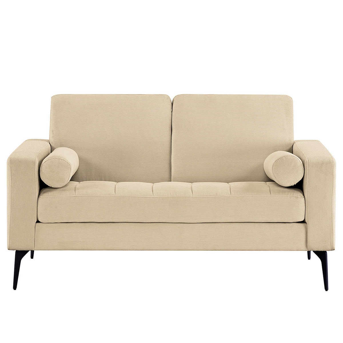 2-SITZER SOFA - Beige - Cord - Stahl - 142 x 82 x 76 cm - Beige/Schwarz, Textil/Metall (142/82/76cm) - home24