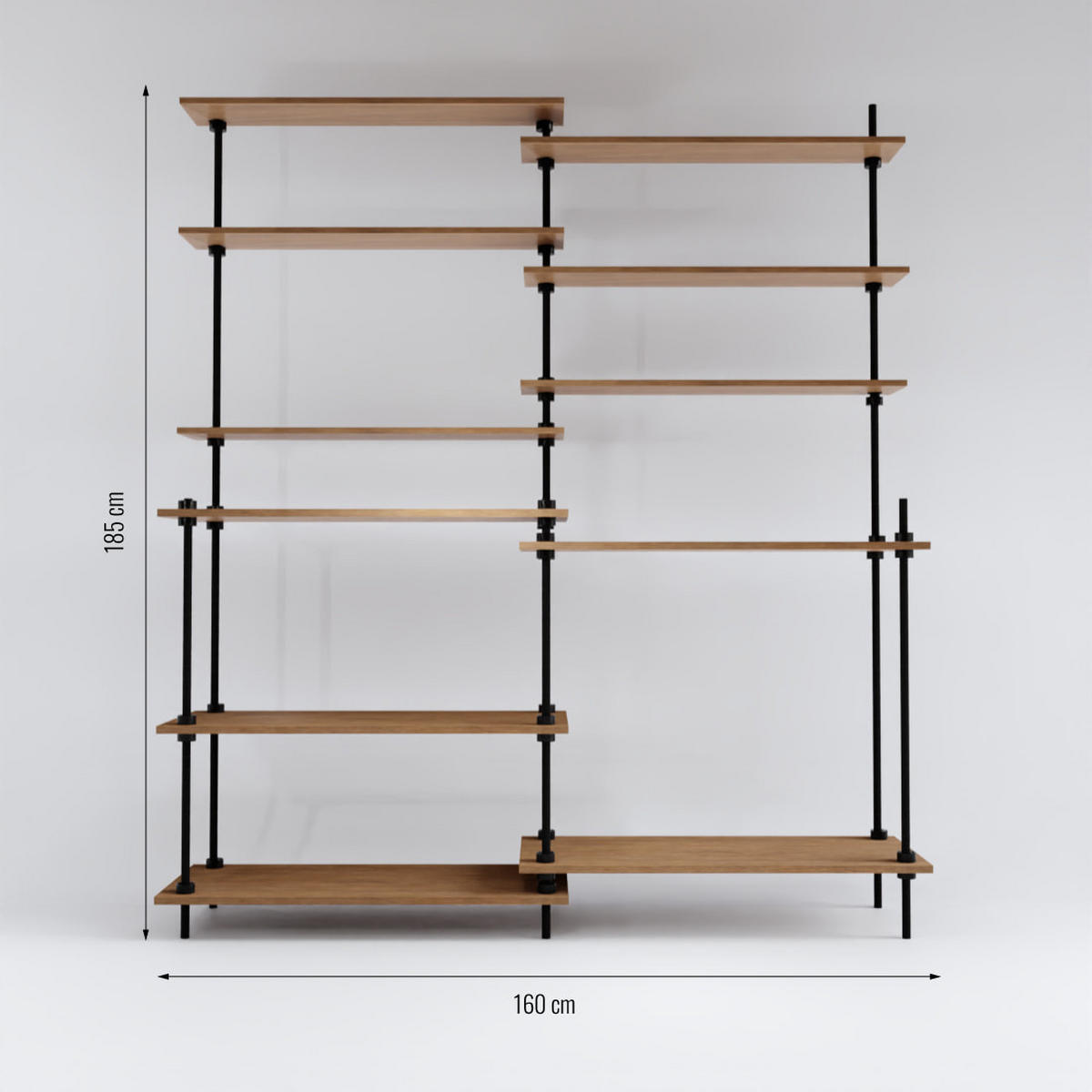 REGALSYSTEM: Standregale 185x160x17,5/35 - Eiche San Remo, Metall (160/185/35cm) - AR Shelving