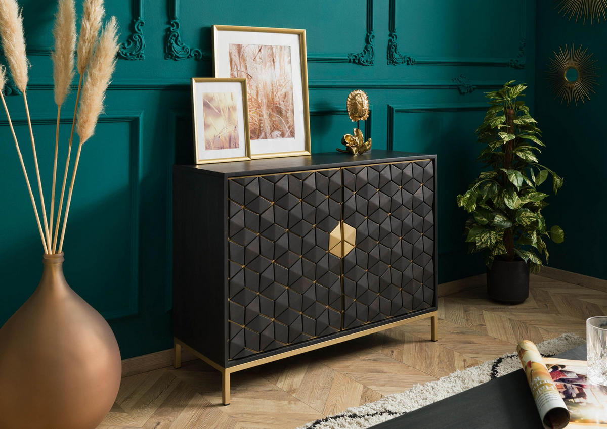 SIDEBOARD Mango 98x40x77 grau geölt DIAMOND #108 - Grau, Holz (98/77/40cm) - Massivmoebel24