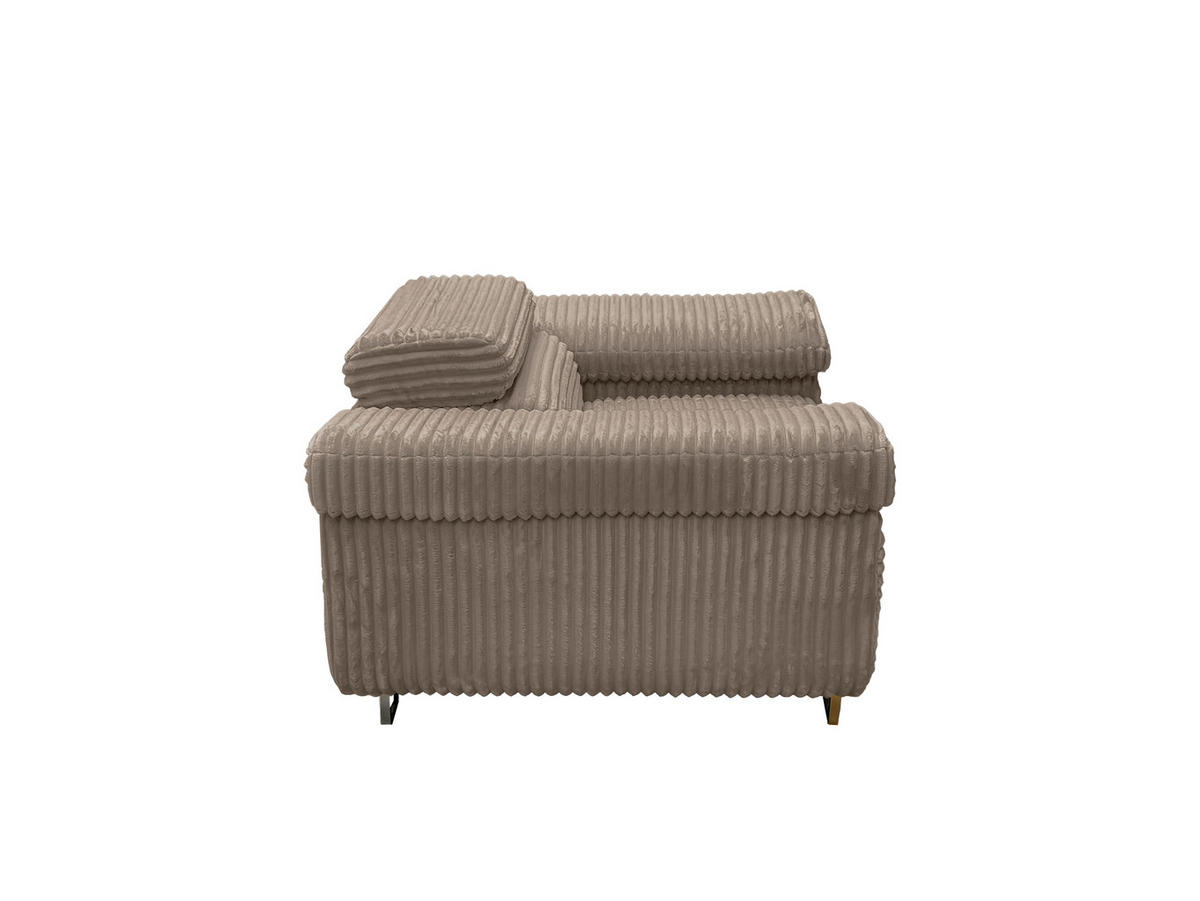 GUSTAW Sitzgarnitur 3+2+1, Schlafsofa 3-Sitzer, Cordbezug Cappuccino - Cappuccino, Textil (225/92/101cm) - KS Home Concept