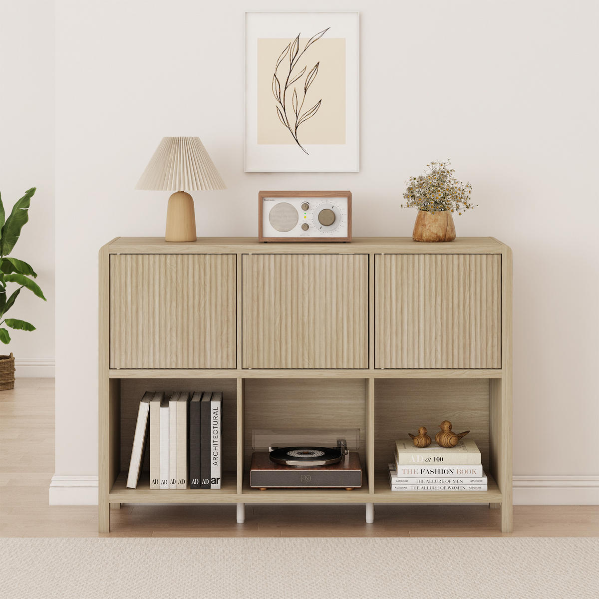 KOMODA Lukkodso - barva dubu, kompozitní dřevo (110/76.5/30cm) - [en.casa]