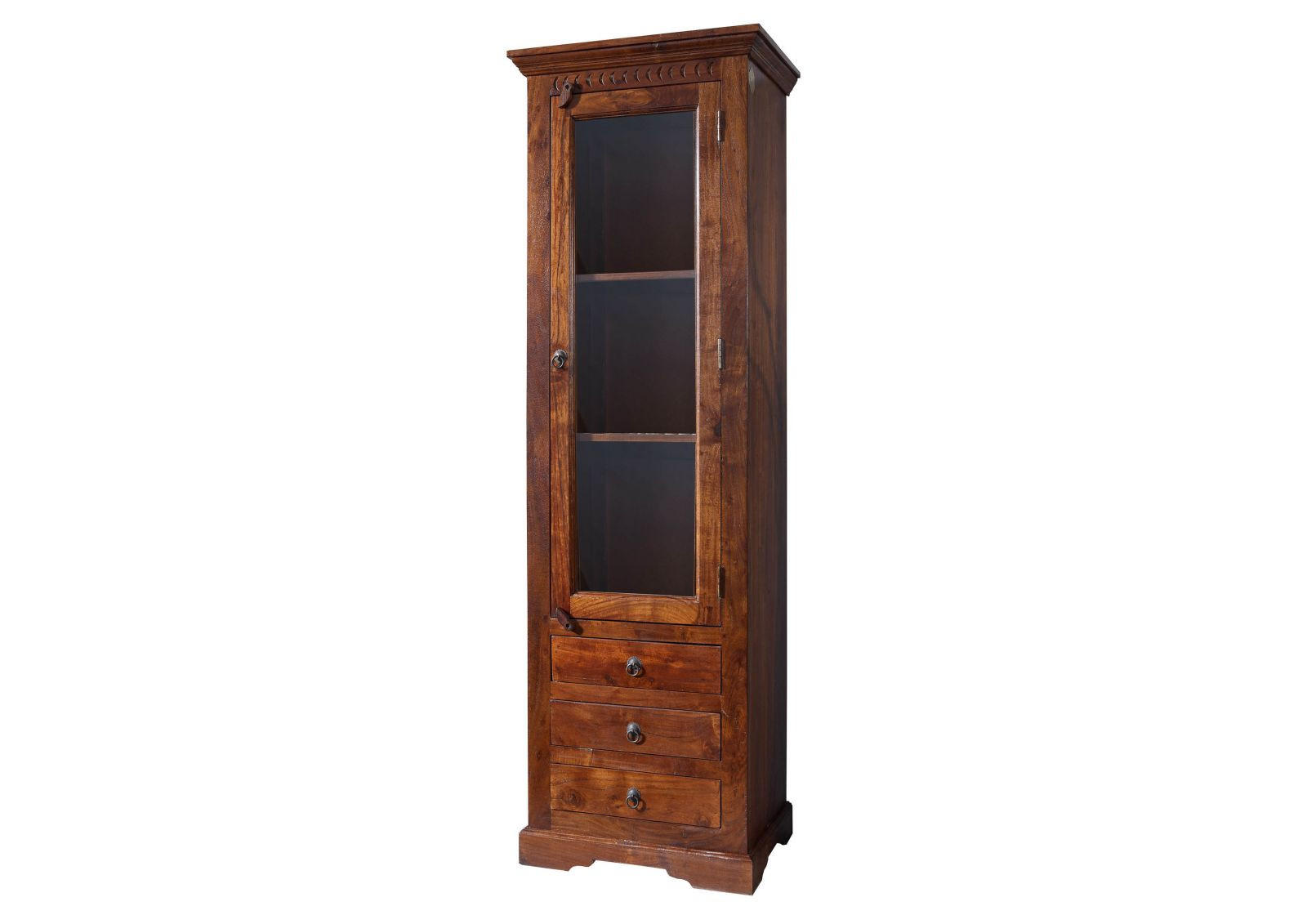 Massivmoebel24 Vitrine Dunkelbraun 60x190x44 cm