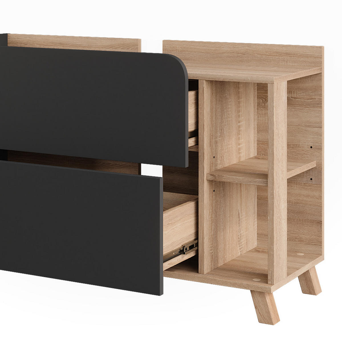 WASCHBECKENUNTERSCHRANK Karen Sonoma/Anthrazit 100 x 65 cm mit 2 Schubladen - Anthrazit, Holzwerkstoff (100/65/35cm) - Vicco