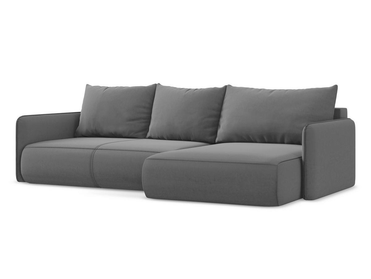 ECKSOFA mit Schlaffunktion Samt Stoff Grau - Schwarz/Grau, Kunststoff/Textil (240/148cm) - Makamii