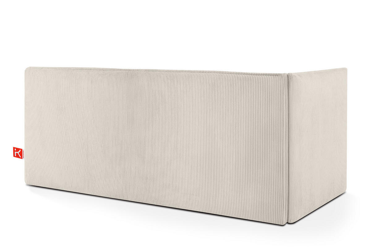 JUGENDBETT ROTI Einzelbett mit Bettkasten, 90x200cm, Bett mit Bonellmatratze, mit Rückenlehne - Creme/Schwarz, Holz/Holzwerkstoff (92/200cm) - KONSIMO®