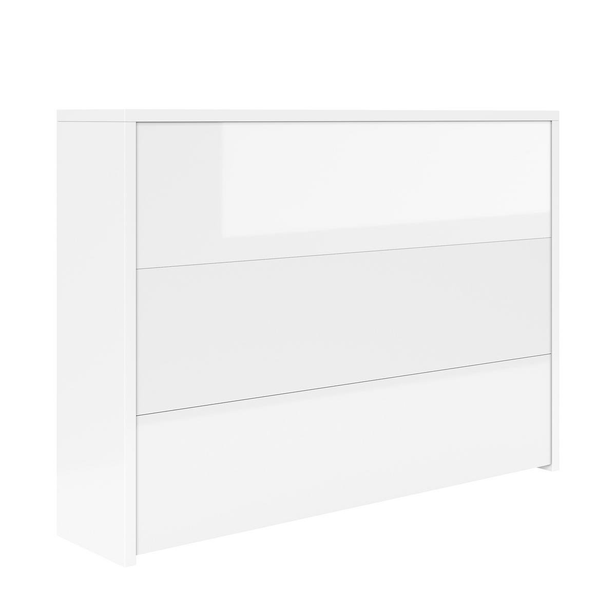 SCHREIBTISCH 115/27/93 cm weiß hochglanz faltbar mit Wireless Charger 2-in-1 - Weiß, Holzwerkstoff (115/27/93cm) - OKWISH