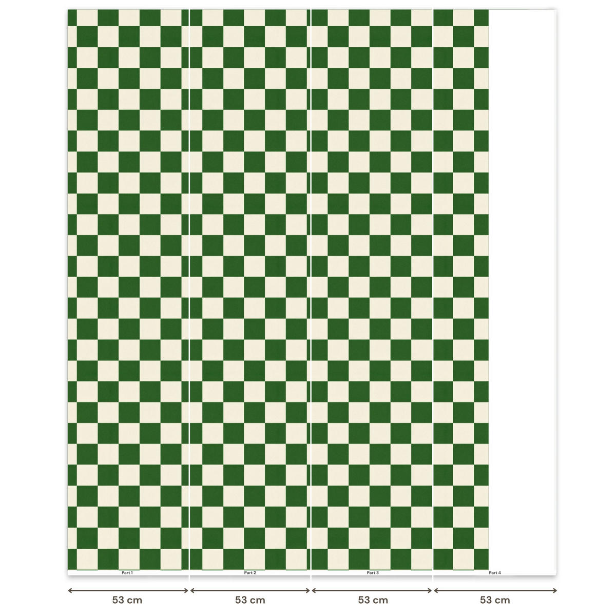 KINDERTAPETE - Schachbrett - Muster - Grün - 200x260 cm - Grün, Papier (200/260cm) - OnlyWow
