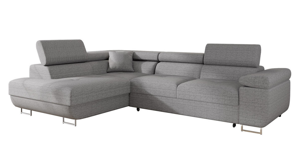 ECKSOFA Torezio, Seite: Links - Hellgrau, Holz/Textil (274/203cm) - MIRJAN24