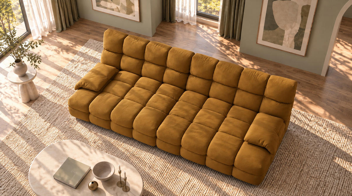 BIG SOFA AMIA Braun Velvet - Dunkelbraun/Schwarz, Kunststoff/Textil (290/86/178cm) - KAWOLA