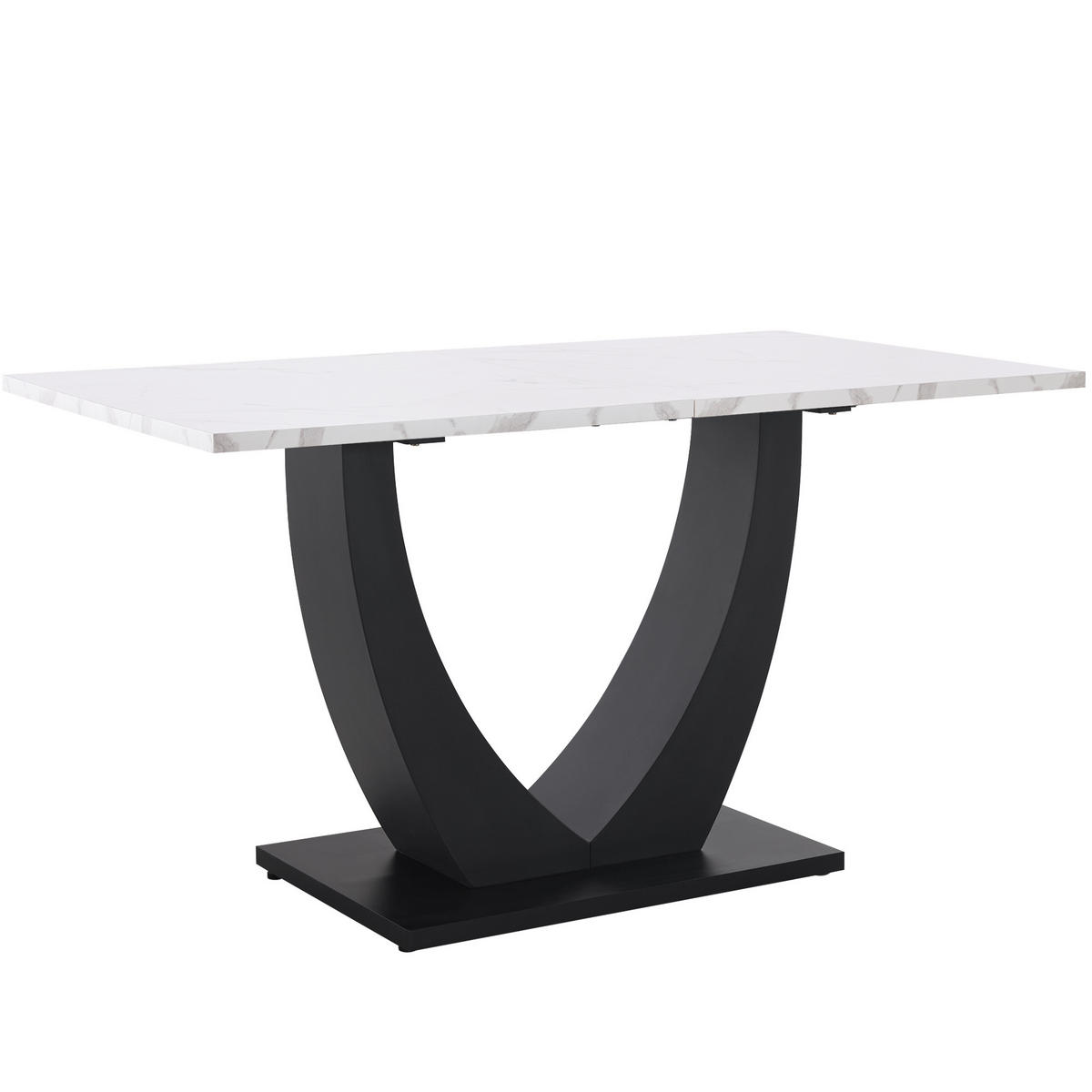 ESSTISCH mit Metallgestell 140/75/75,5 cm in Weiß/Schwarz mit Marmor-Optik - Weiß, Holzwerkstoff (140/75/75.5cm) - BEAOK