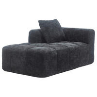 SOFA od ženilije, 158/90/60 cm crna, s ležaljkom i bočnim džepovima - crna, tekstil (60/158/90cm) - BEAOK