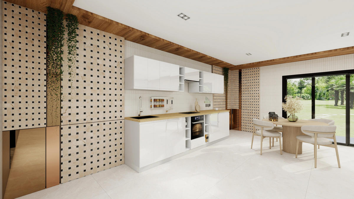 KÜCHENZEILE 340 cm - Aspen KA14-M340- in Weiß/Hochglanz - Weiß Hochglanz, Holz (340/212/52cm)