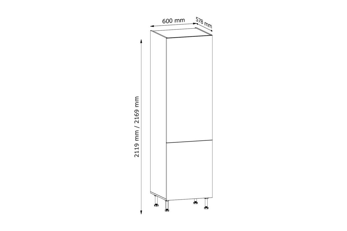KÜHLUMBAUSCHRANK 60 cm – Velmora D60ZL-P/L Grau/Hochglanz – Grau / Hochglanz / Links - Grau, Holzwerkstoff (60/212/58cm) - ROYAL24_MARKT