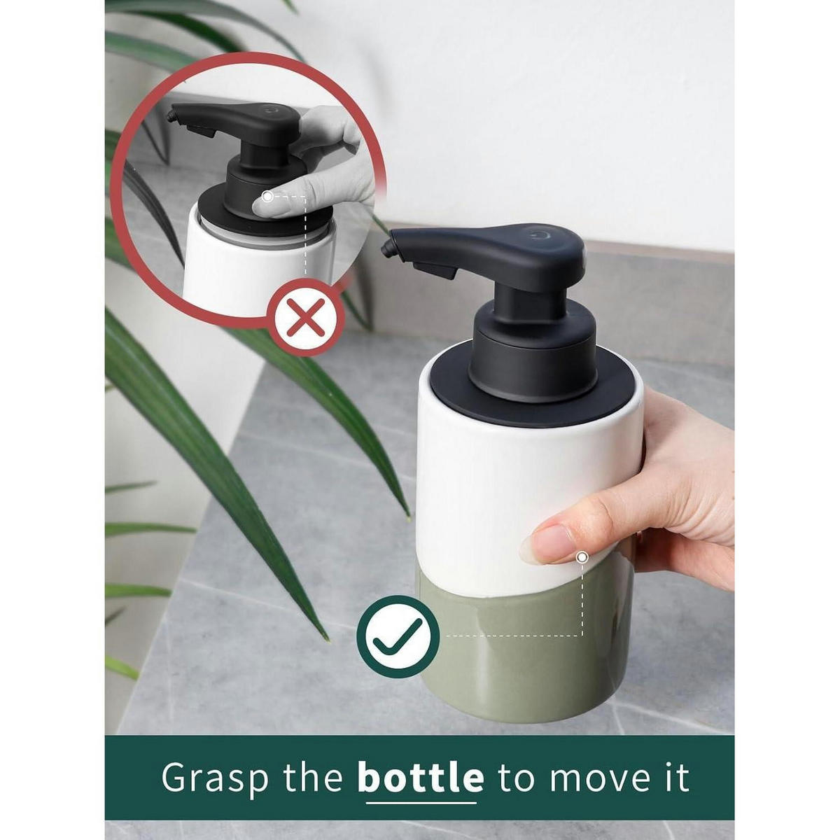 SEIFENSPENDER Automatisch Keramik Weiß-Grün 300ml - Multicolor, Keramik (8.4/18.5/9.6cm)