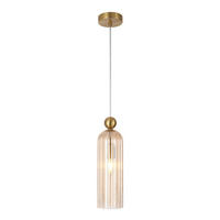 HÄNGELEUCHTE Leonora, Bernstein und Messing, 35cm - Goldfarben, Glas (10/10/35cm) - KOSILUM
