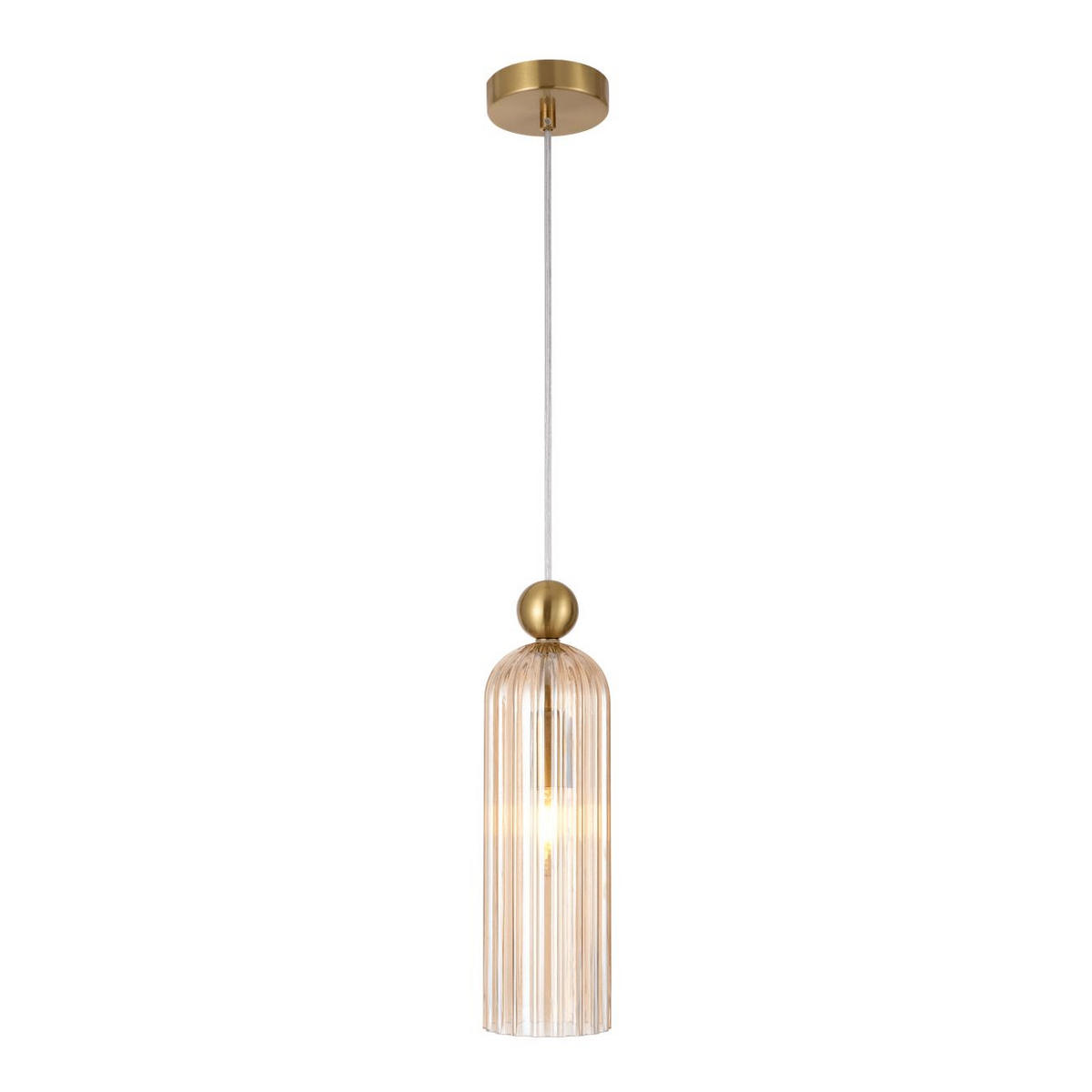 HÄNGELEUCHTE Leonora, Bernstein und Messing, 35cm - Goldfarben, Glas (10/10/35cm) - KOSILUM