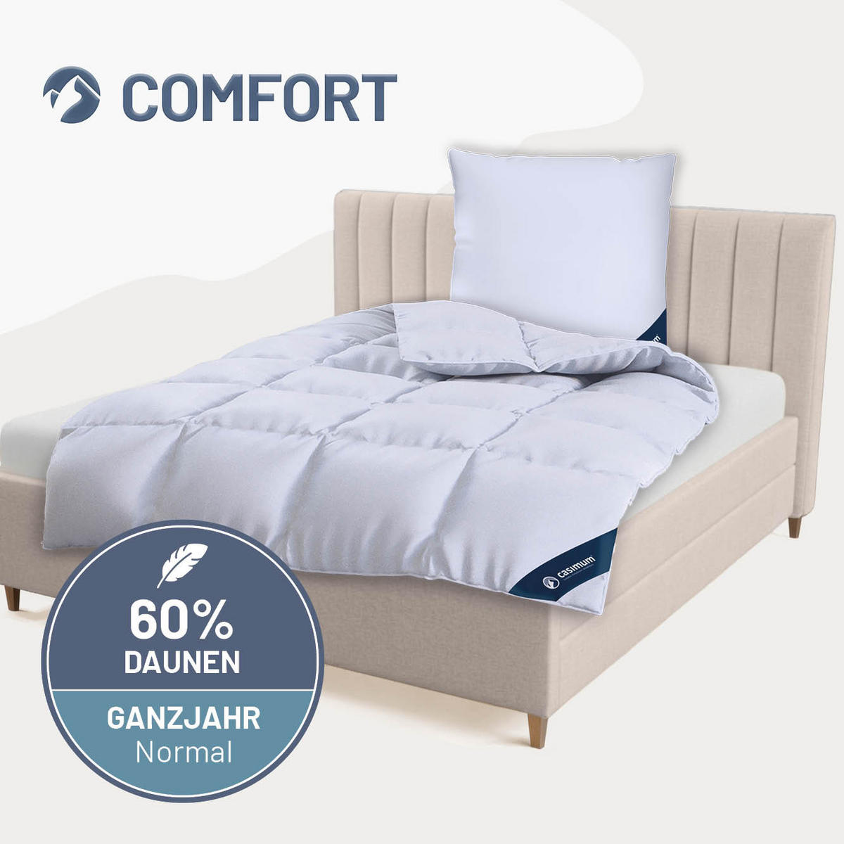 DAUNENDECKE 240x220 Normal, COMFORT Ganzjahresdecke 60% Daune - Weiß, Textil (240/220cm) - casimum
