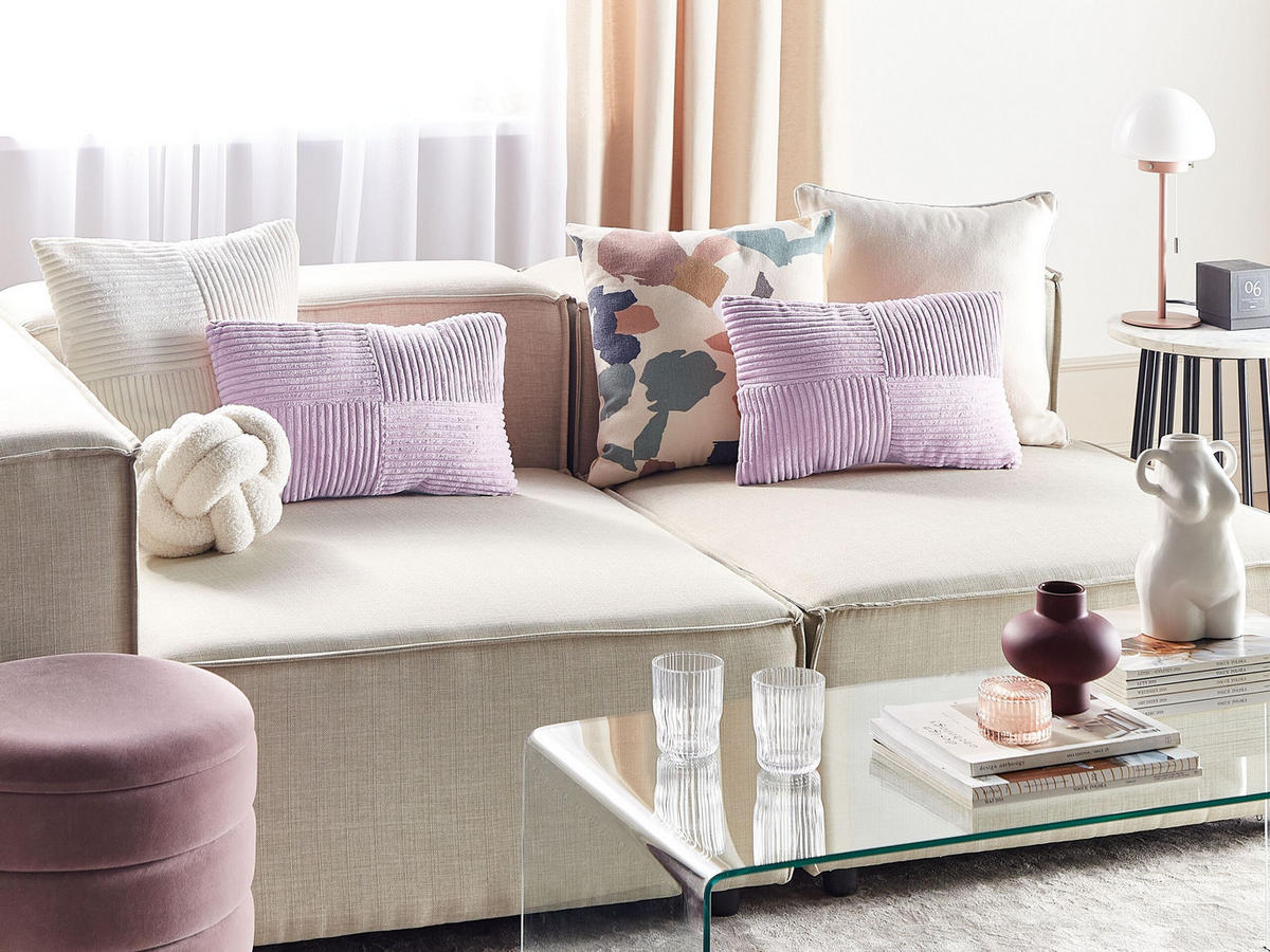 DEKOKISSEN CORD 2er-Set Violett 43/43 cm Millet - Violett, Textil (43/43cm) - Beliani