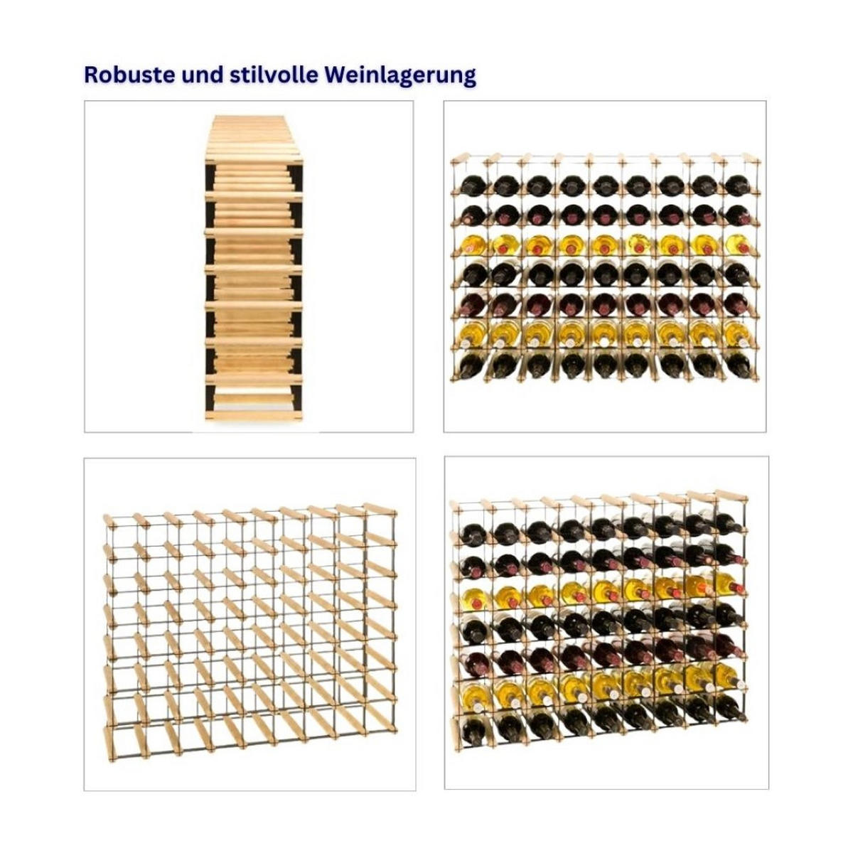 WEINREGAL Vinotega Mod Metal 72,5x92,5x24,5 cm 9x7 Flaschen Massives Kiefernholz Natur - Naturfarben, Holz (92.5/72.5/24.5cm) - PROREGAL