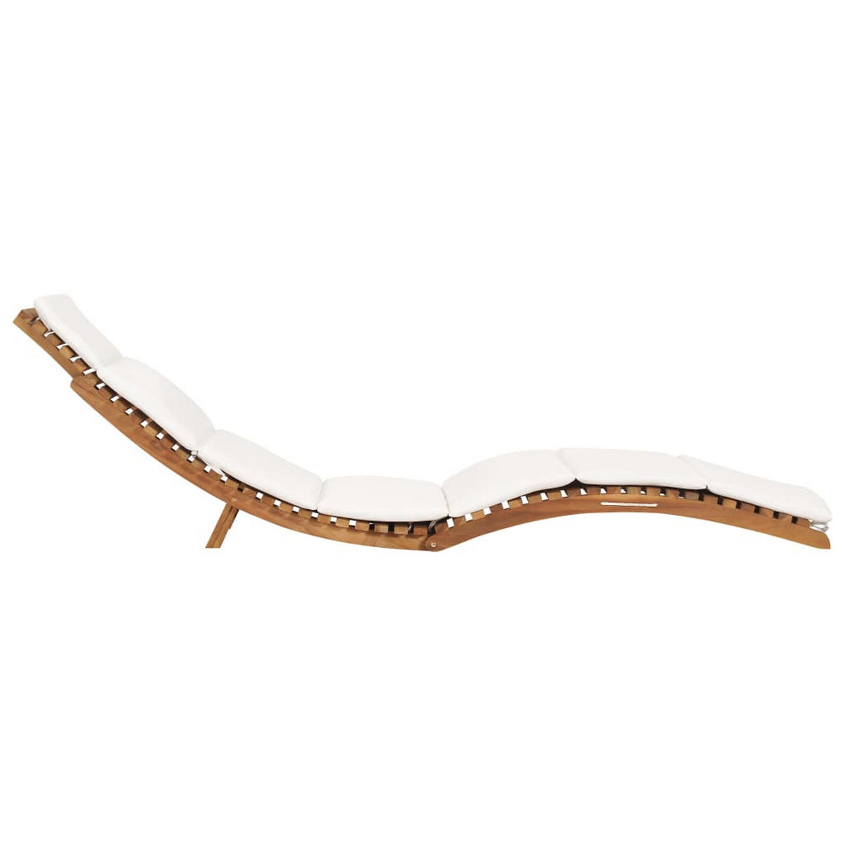 KLAPPBARE Sonnenliege mit Cremeweißer Auflage Massivholz Teak - Weiß, Holz (50/55/175cm) - furnicato
