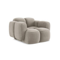 SESSEL Samt Stoff Grau - Taupe/Schwarz, Holzwerkstoff/Kunststoff (120/72/115cm) - Makamii