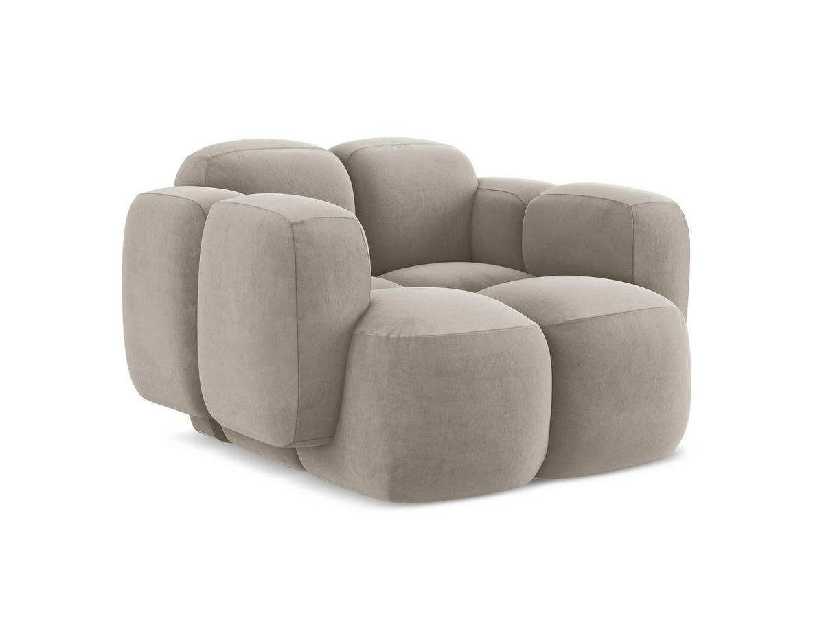 SESSEL Samt Stoff Grau - Taupe/Schwarz, Holzwerkstoff/Kunststoff (120/72/115cm) - Makamii