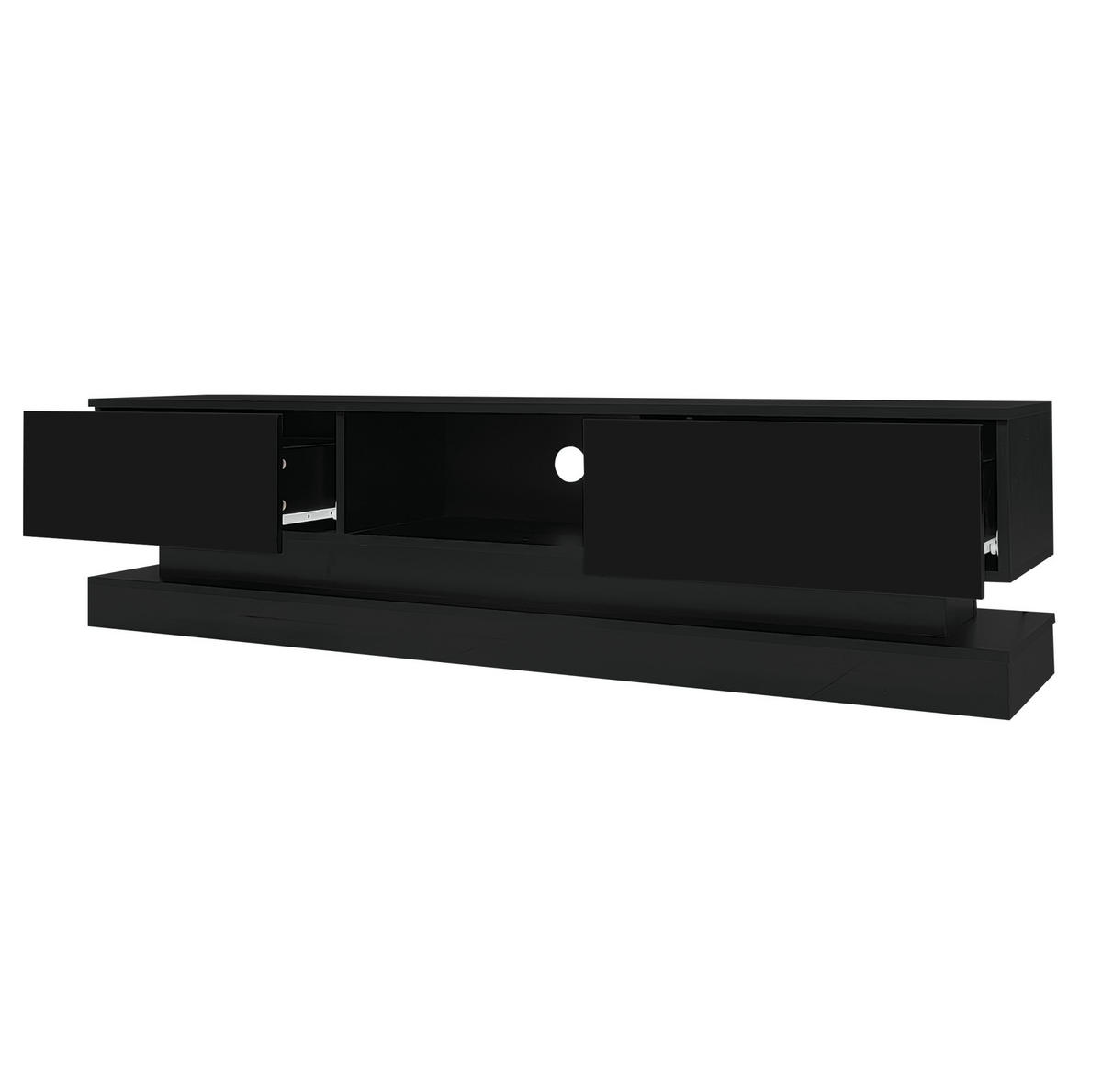 TV-SCHRANK 160/35/40,5 cm schwarz Hochglanz mit LED-Beleuchtung 2 Schubladen Anti-Kipp-Design - Schwarz, Holzwerkstoff (160/40.5/35cm) - OKWISH
