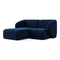 ECKSOFA Links Samt Stoff Blau - Türkis/Schwarz, Holzwerkstoff/Kunststoff (178/166cm) - Makamii