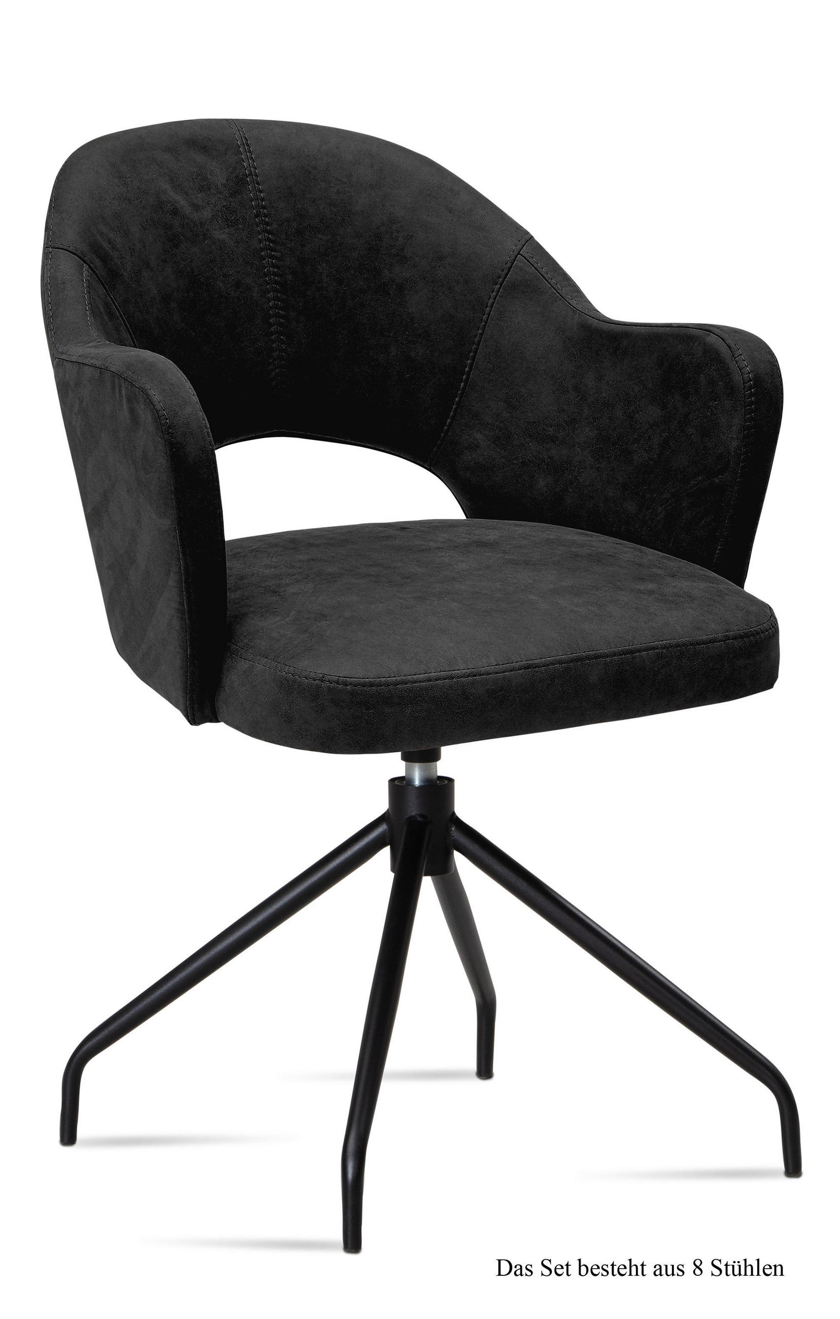 ARMLEHNSTUHL drehbar (8er-Set) Dorcas 59x87x61 Schwarz/Anthrazit - Anthrazit/Schwarz, Kunststoff (61/87/59cm) - 58aufmkessel