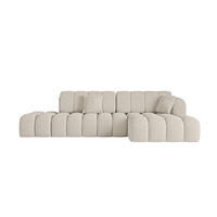 ECKSOFA mit Schlaffunktion Ottomane RECHTS OLEA-L2 321x164x75 Beige Tissu - Schwarz/Sahara, Holzwerkstoff/Kunststoff (164/321cm) - ALTDECOR