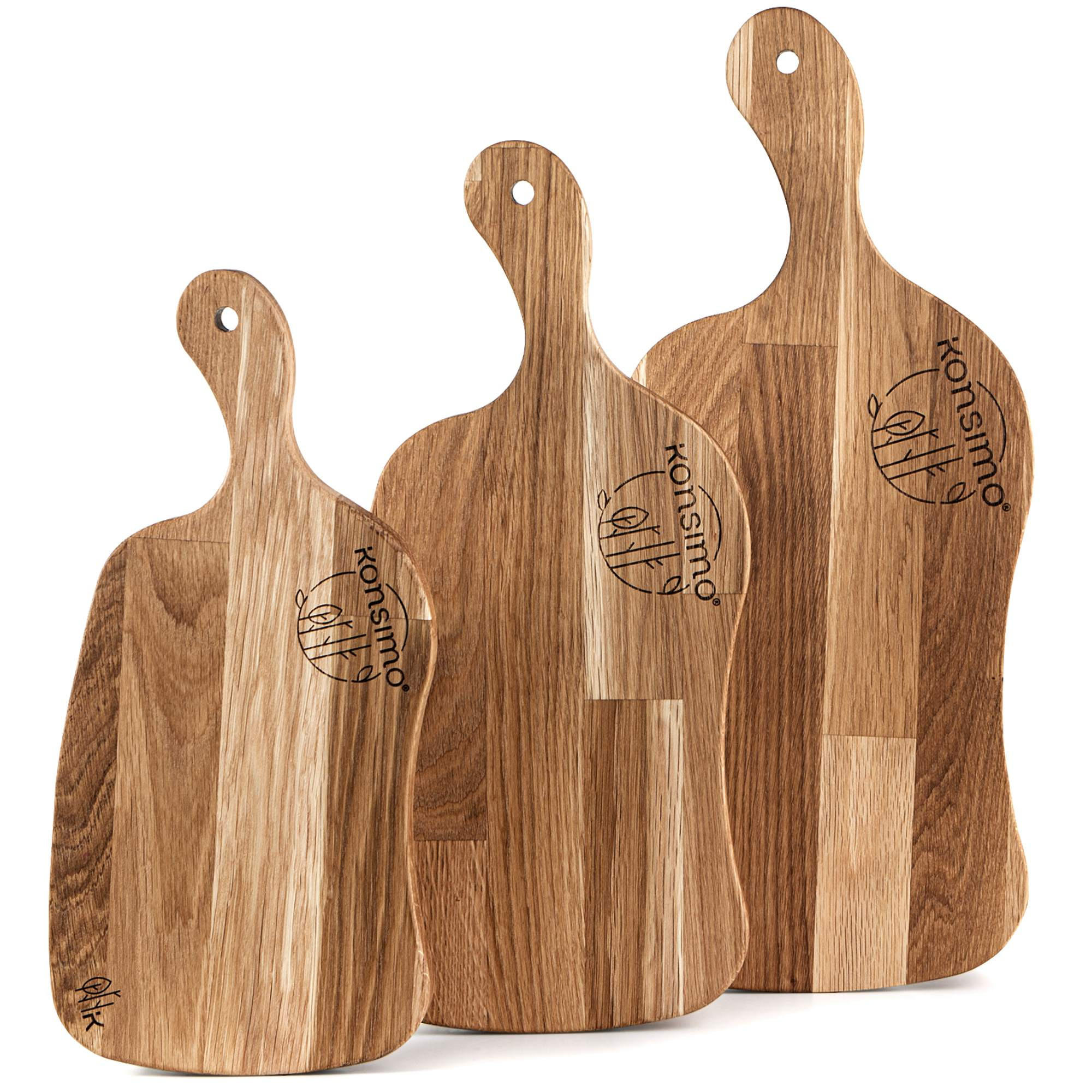 SCHNEIDEBRETT Holz Eiche geölt LIVO 3-tlg - Eichefarben, Holz (21/49cm) - KONSIMO®