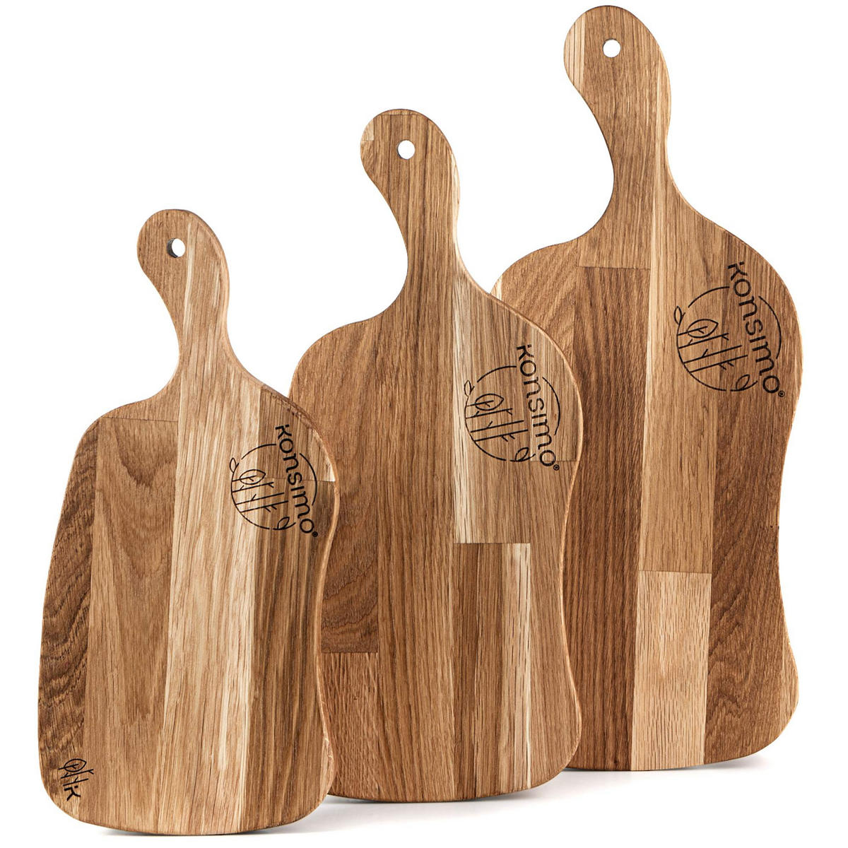 SCHNEIDEBRETT Holz Eiche geölt LIVO 3-tlg - Eichefarben, Holz (21/49cm) - KONSIMO®