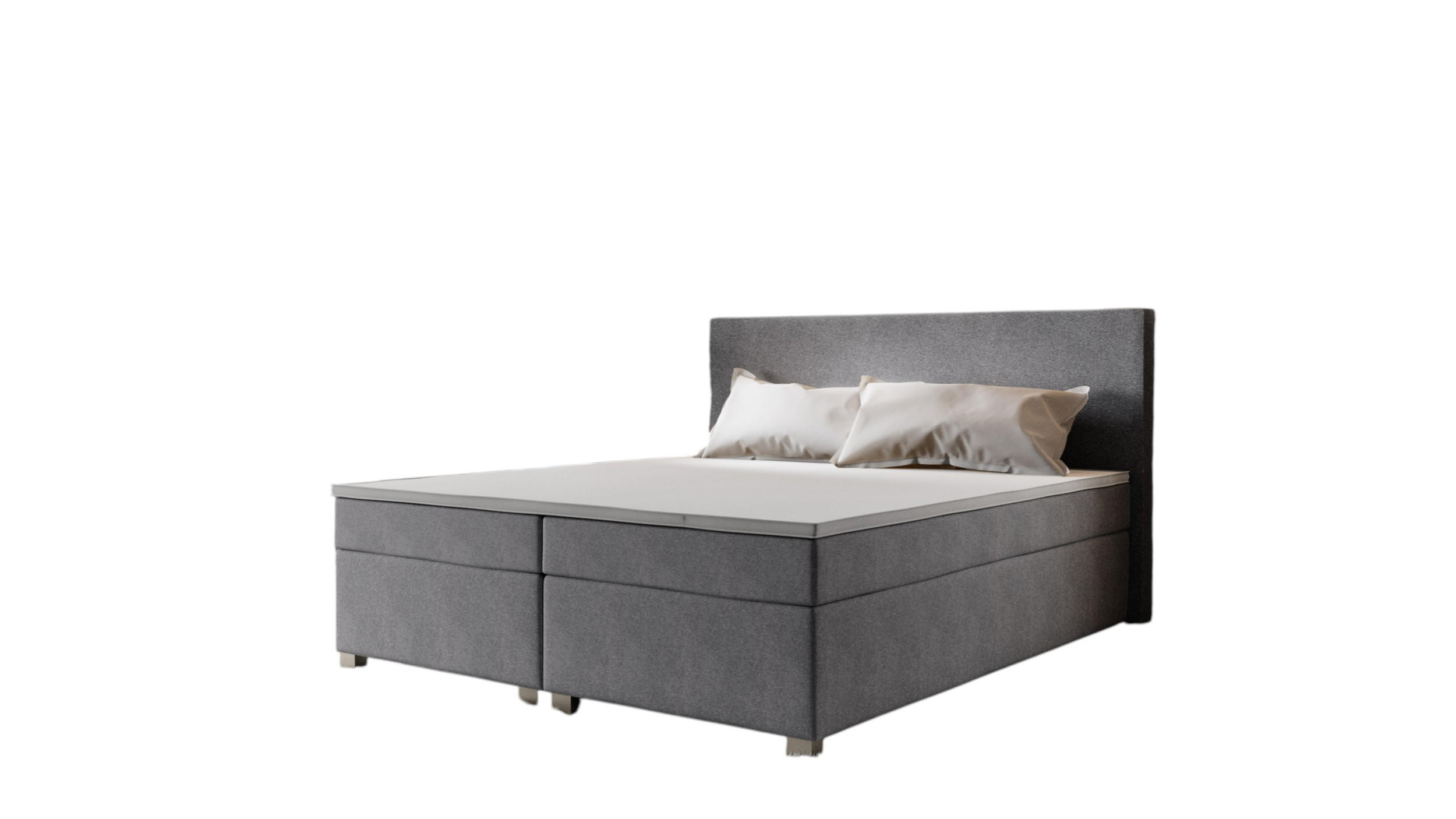 BOXBETT SIMPLE mit Matratze H3, Bonell und Topper 180x200 COSMIC 160 - Hellgrau, Textil (180/200cm) - Bedante