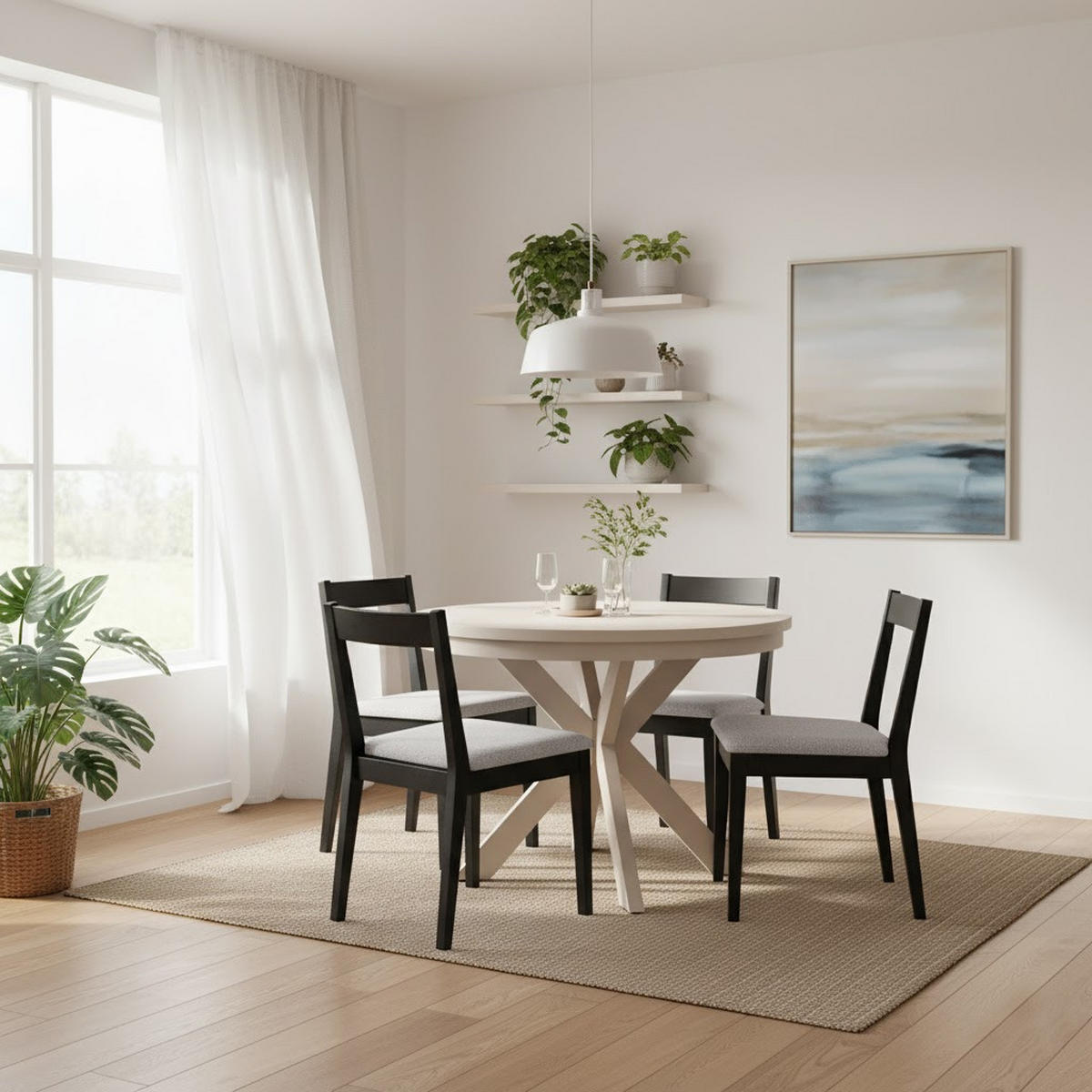 STUHL Moden mit schwarzen Holzbeinen, Polsterstuhl, Hellgrau - Hellgrau/Schwarz, Holz (45/84/45cm) - Beautysofa
