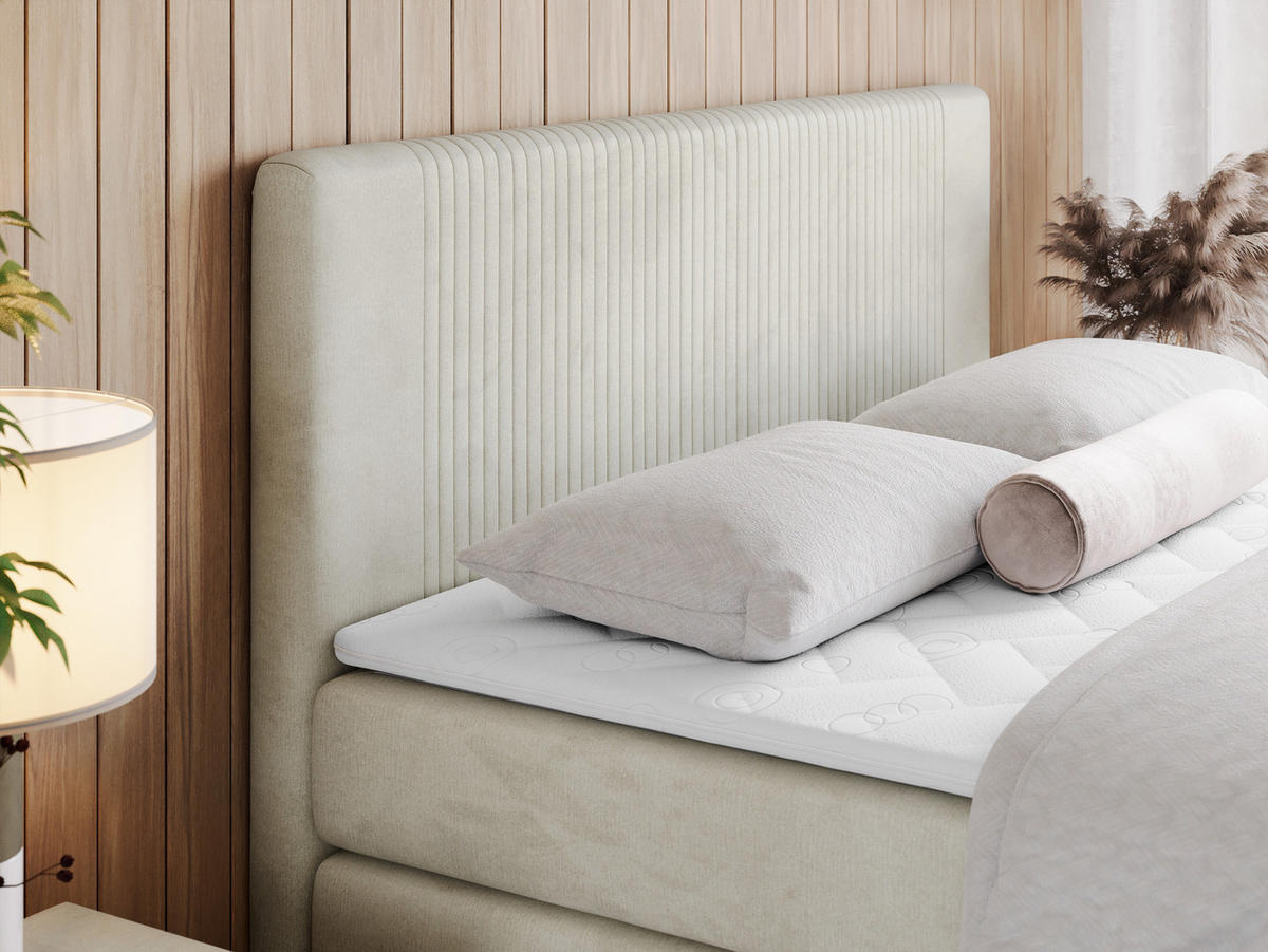 BOXSPRINGBETT KING DOREN 140/200 Beige Velvet - H4 - Beige, Holz/Textil (140/200cm) - MKS