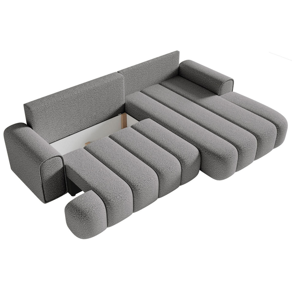 ECKSOFA Dandelino Grau mit Bouclé-Bezug, rechts - Schwarz/Grau, Kunststoff/Textil (172/271cm) - Selsey
