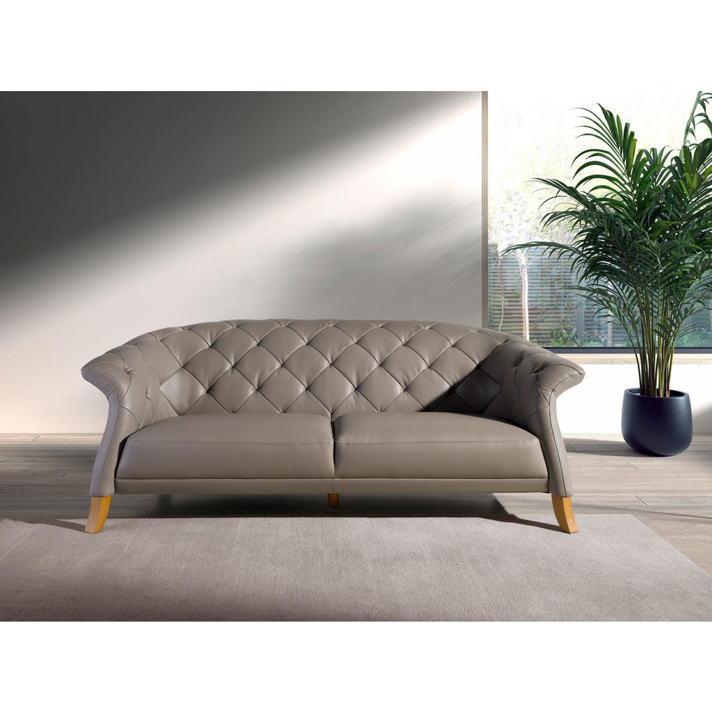 Thumbnail - Angel Cerda Chesterfield-Sofa, Grau, Honig, Leder, 207x82x104 cm, Wohnzimmer, Sofas & Couches, Sofas, Chesterfield Sofas