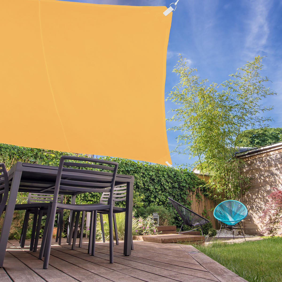 SONNENSEGEL - Gelb, Textil/Metall (500/500cm) - Relaxdays