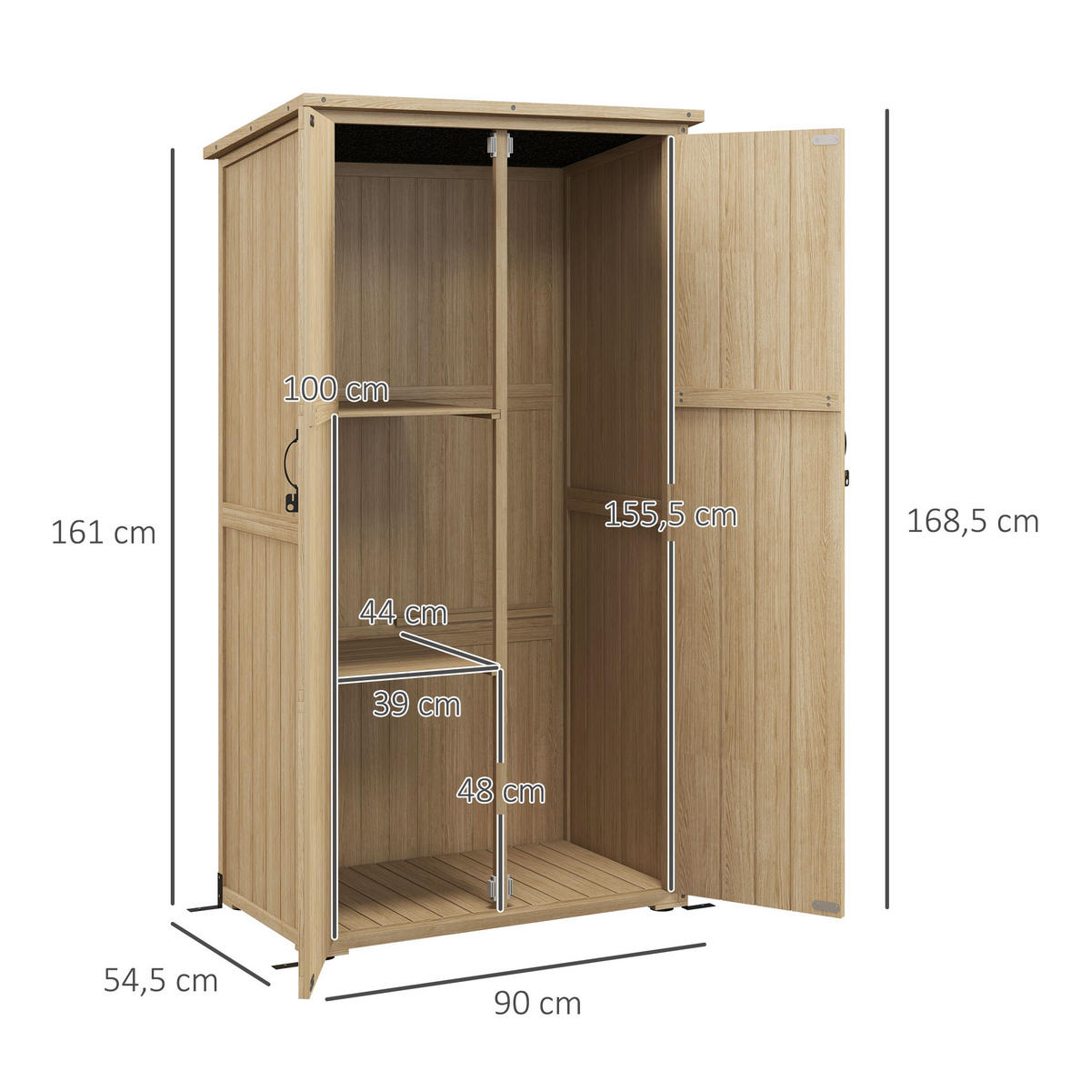 GERÄTESCHUPPEN DE-17581 2 Böden mit Bitumendach Naturholz - Naturfarben, Holz (90/168.5/54.5cm) - ComfortXL