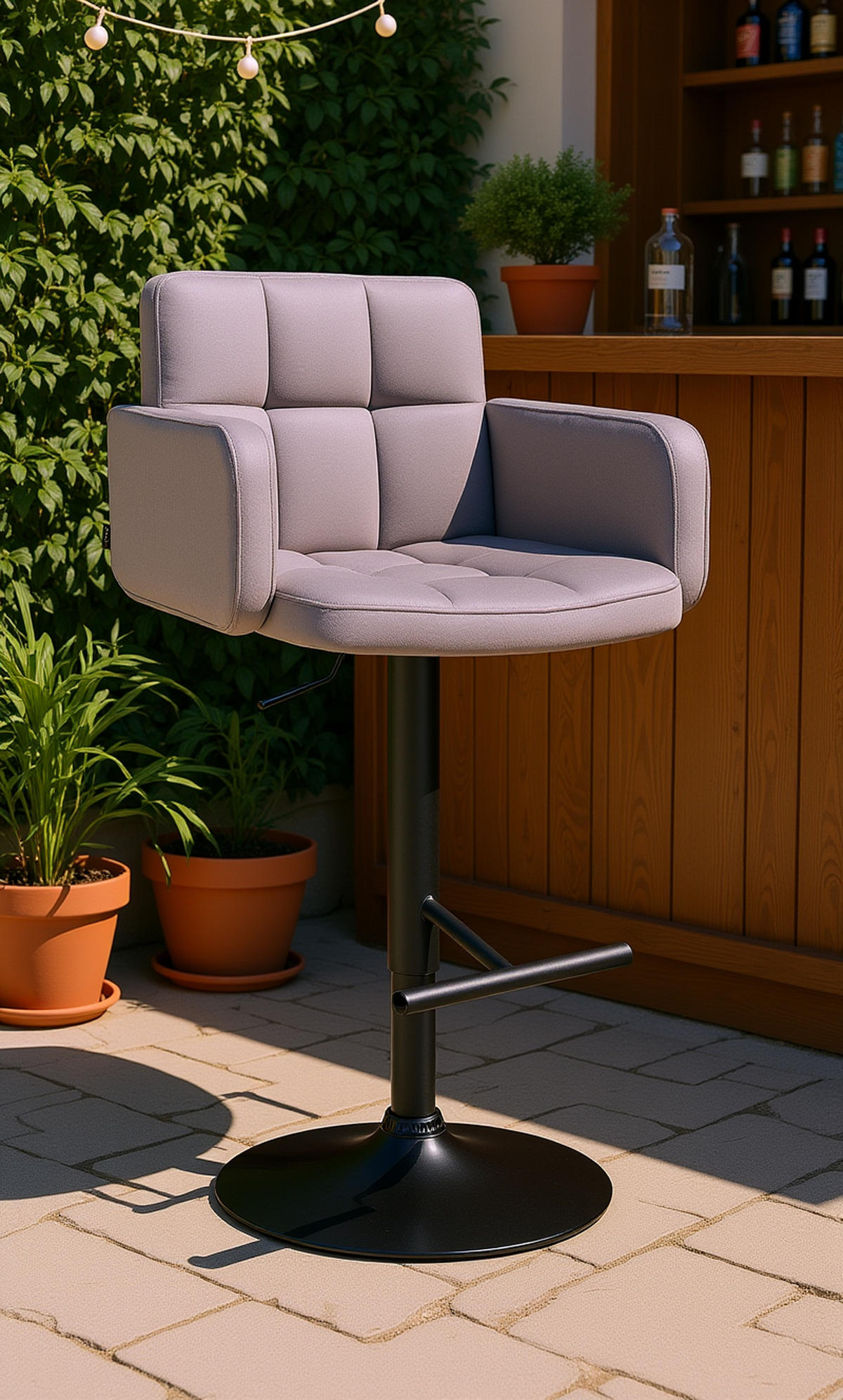 BARHOCKER Lausanne Samt schwarz dunkelgrau - Schwarz/Grau, Textil/Metall (60/113/56cm) - TPFLiving